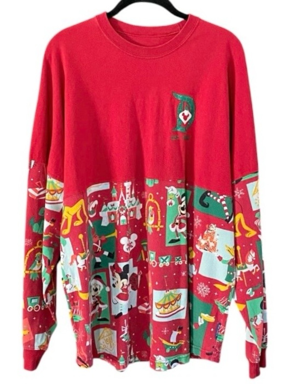 Disney Christmas Spirit Jersey L Mickey Minnie Pluto Holiday Parks Red